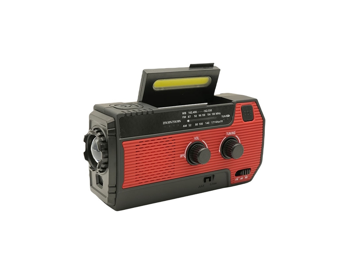 Radio multifuncional de 4000 mAh con FM, AM, WB, NOAA, carga solar y manivela, USB, linterna LED para emergencias y batería externa portátil. Viewleaf