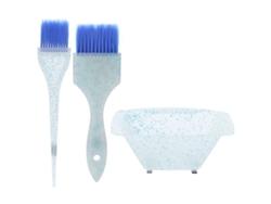 Kit De Tintura De Cabelo Azul 3 Peças Com Pincéis E Tigela De Mistura
