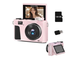 Cámara Digital Wd3 Szsmart 8k 88mp Autofocus Vlogging Con Wifi, Pantalla Flip 180° 3" Y Zoom 18x Para Youtube – 128gb - Rosa