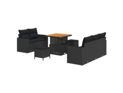 Maison Exclusive - Conjunto De Sofá De Jardín 8 Pcs Negro Ratán Sintético