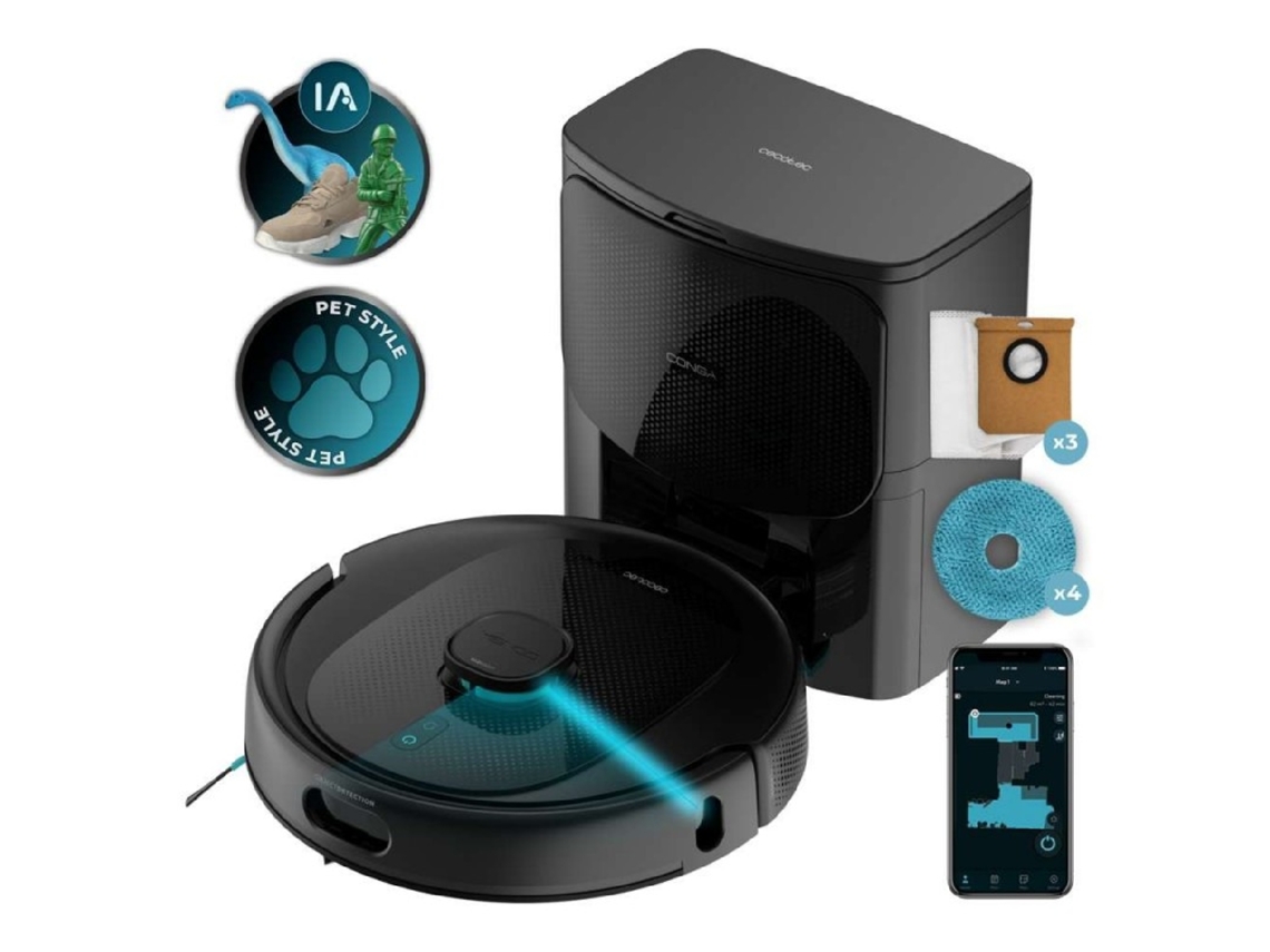 Cecotec Robot Aspirador Y Friegasuelos Con Ia Y Base De Autovaciado Conga 9990 Ai Spin Revolution Ultra Power Home Essential