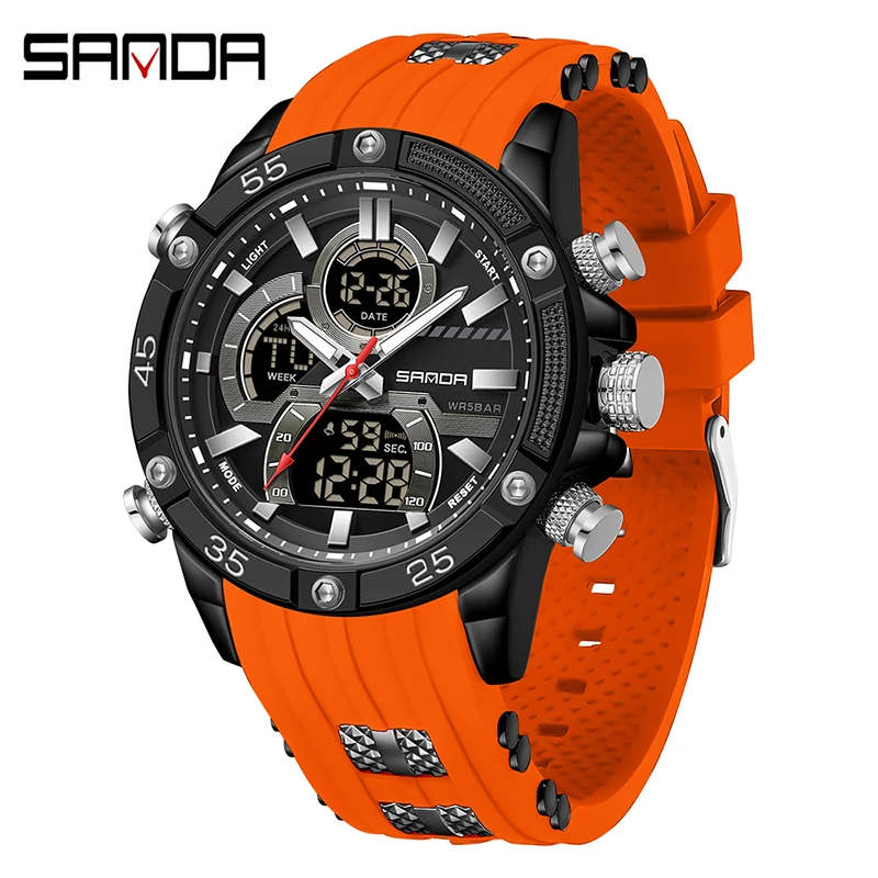 Reloj Electrónico Led Para Hombre (naranja): Deportivo, Elegante, Multifuncional E Impermeable.