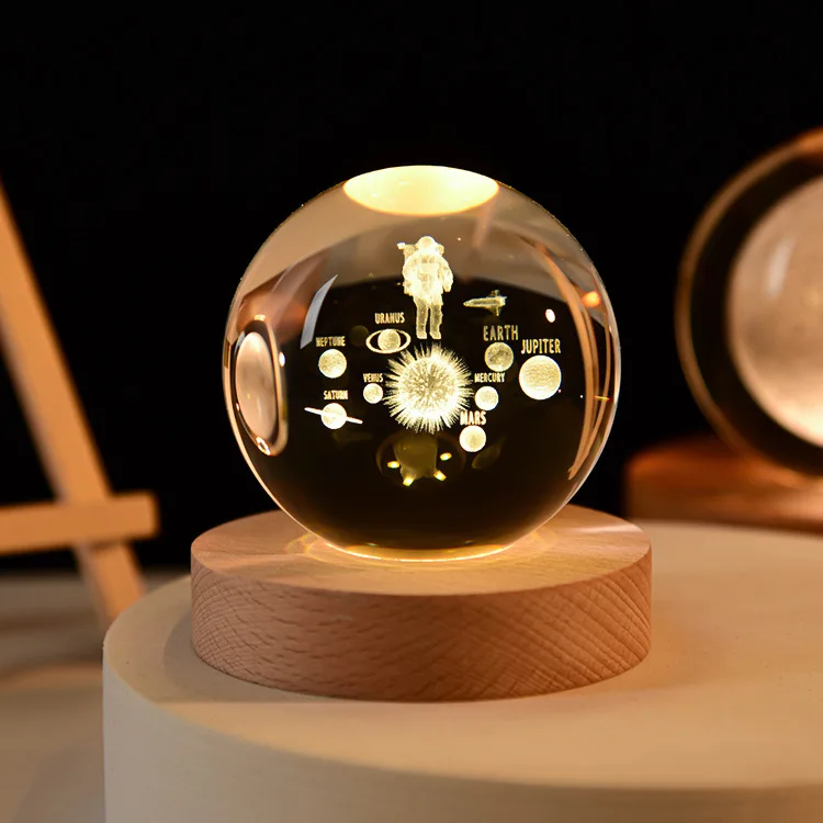 (estilo 2 60 Mm) Adorno De Bola De Cristal, Esfera Astronómica Galáctica Grabada Con Láser 3d Con Base