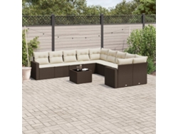 Conjunto de sofá de jardín de 11 piezas con cojines de mimbre marrón de DKD Home Decor