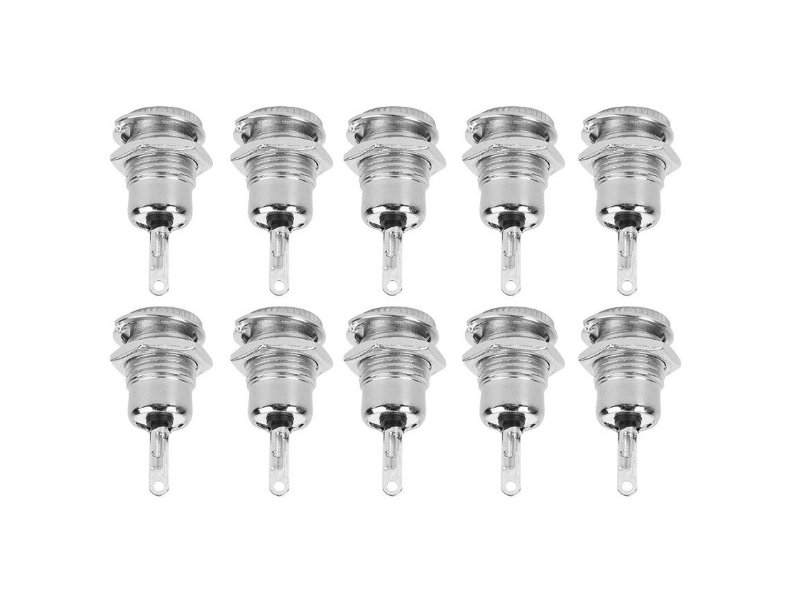 10 Piezas Enchufe Hembra Dc Jack Conector De Panel Con Hilo Metal Dc099 Fuente De Alimentación
