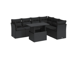 Maison Exclusive - Set De Sofás De Jardín 7 Pzas Con Cojines Ratán Sintético Negro