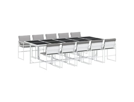 Conjunto 11 de comedor de jardín VIDAXL con cojines textilene blanco