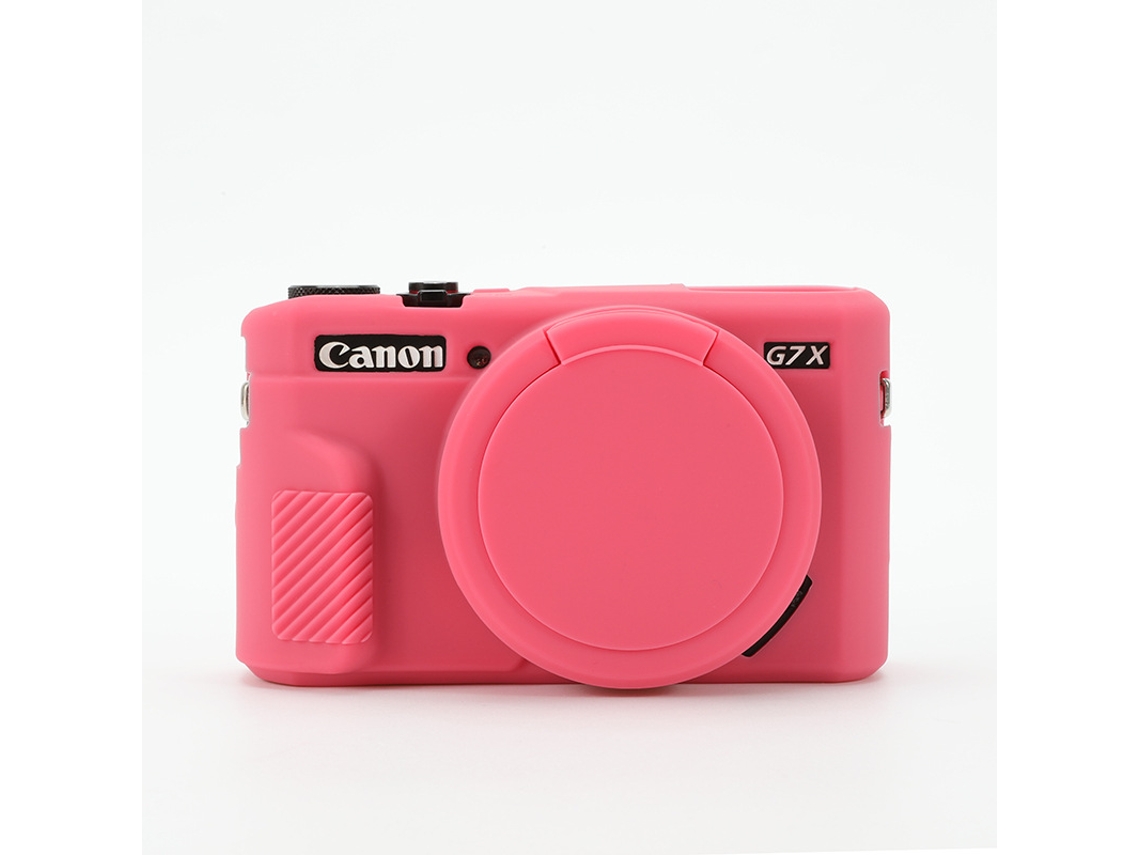 Tapa de objetivo de silicona CHRUI para Canon Powershot G7 X Mark II, roja y rosa.