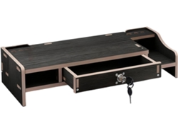 Soporte De Madera Para Monitor De Ordenador Con Compartimento De Almacenamiento Escalonado.