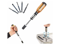 Destornillador Espiral De Trinquete Con Empuje Y Tiraje Ajustable De Alta Dureza Y Mango Ergonómico Set Multibit Desmontable