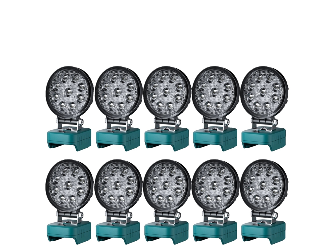 Luz de trabajo LED de 27 W, 2000 lúmenes, compatible con varias baterías, 10 unidades OEM