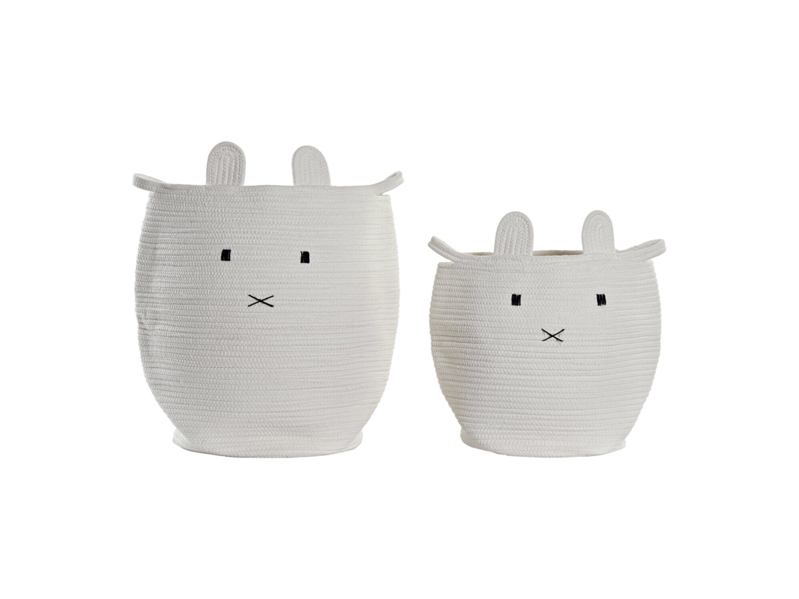 Set 2 Cesta Ropa Algodon Blanco 35x35x49cm