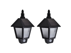 Lámparas De Pared Solares 2 Uds Con Sensor De Movimiento Negro