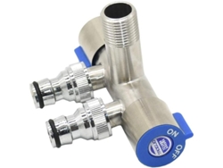 Adaptador de conexión para jardín con rosca de 1/2" a 1/2", divisor de agua de 2 vías para grifo de riego de jardín.