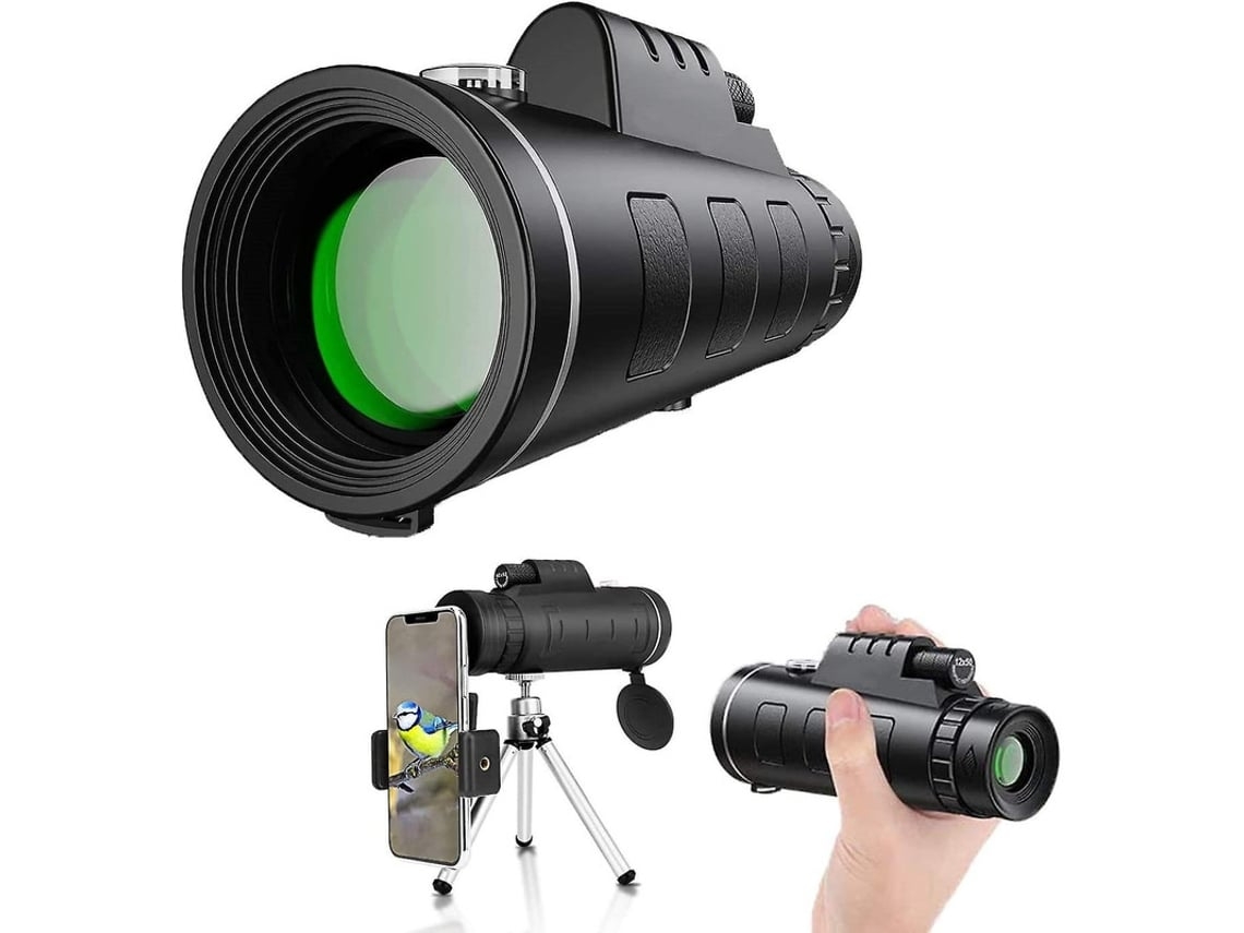 Telescopio monocular 40x60 HD Bak4 Prism Monocular Impermeable con Clip para Teléfono y Trípode para Observar GUSSHIOUS