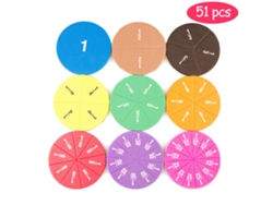 Ats-juguetes Didácticos De Matemáticas Con Fracciones Magnéticas Redondas, 51 Piezas Para Niños De Aprendizaje Temprano
