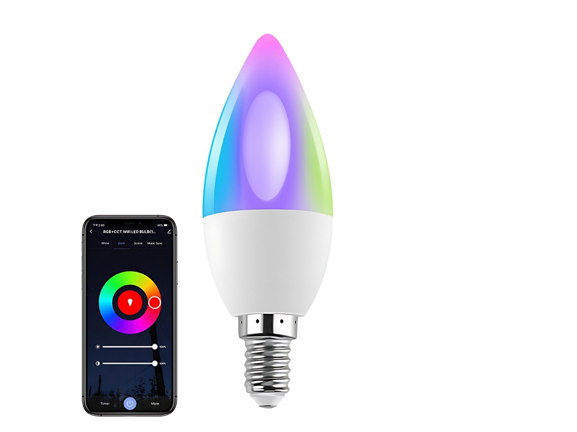 Vylara Bombilla Led Tipo Vela Rgb Con Wi-fi Y Bluetooth, Compatible Con Alexa (de Tuya Smart)