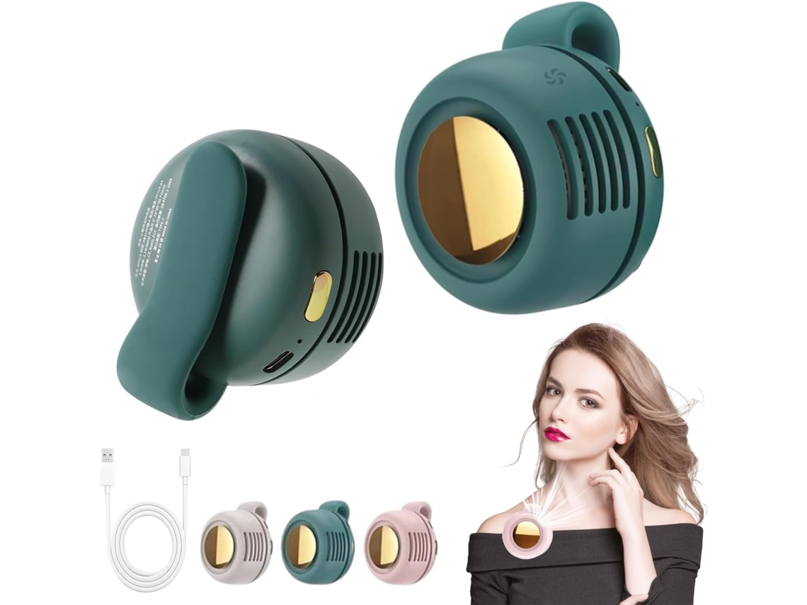 Ventilador Sin Aspas - Ventilador Recargable Por Usb - Ventilador Portátil De Cuello - Verde Oscuro