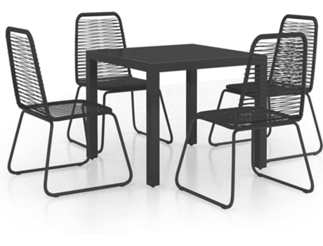 Conjunto 5 de comedor de jardín de VIDAXL PVC ratán negro