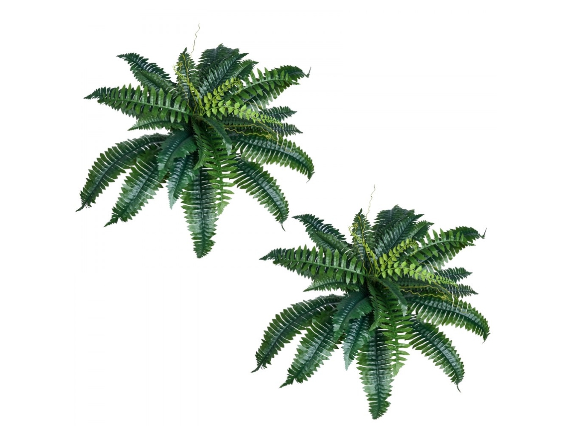 Juego de 2 helechos artificiales Boston con 30 ramas para decoración Tekmaquinas