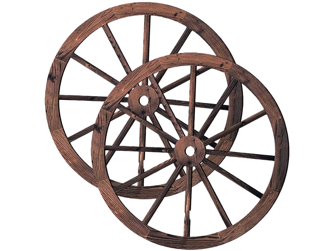 2 Adornos De Madera Antiguos Para Ruedas De Carruaje