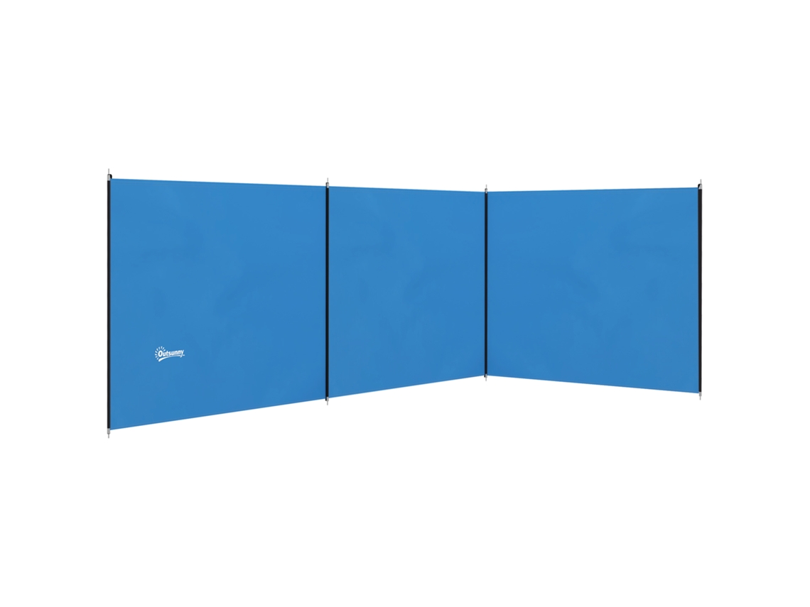 Paravientos de camping con 4 postes de acero, 540x150cm, bolsa de transporte, azul