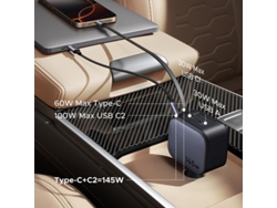Cargador De Coche Ugreen De 145 W Con 4 Puertos Usb Pd Y Cable Usb-c Integrado (2 Usb-c Usb-a Qc3.0 Pd 3.0 Qc 3.0 Pps Scp