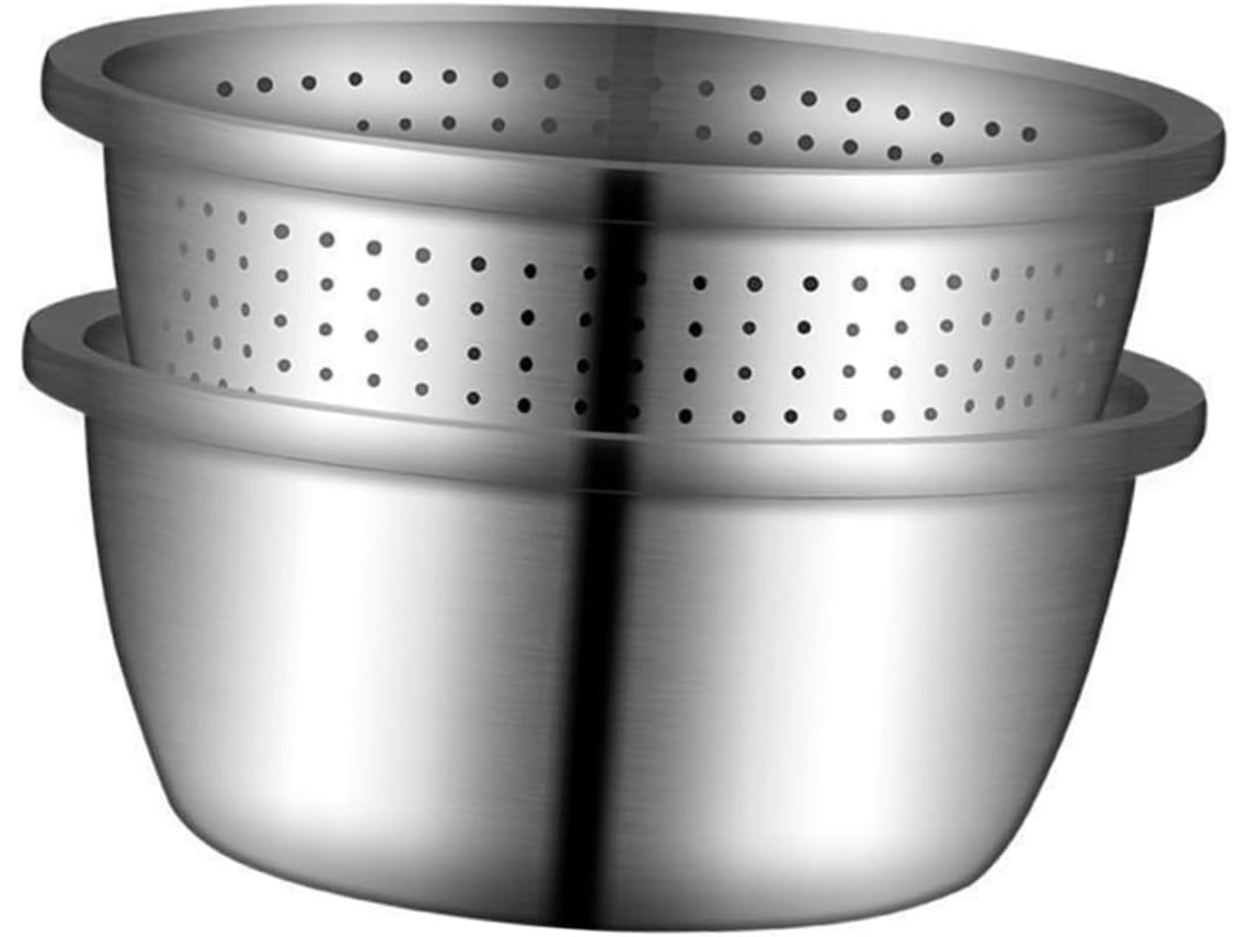Tazón Escurridor De Acero Inoxidable Seguro Y Práctico Para Lavar Alimentos Diseño Con Múltiples Orificios Un