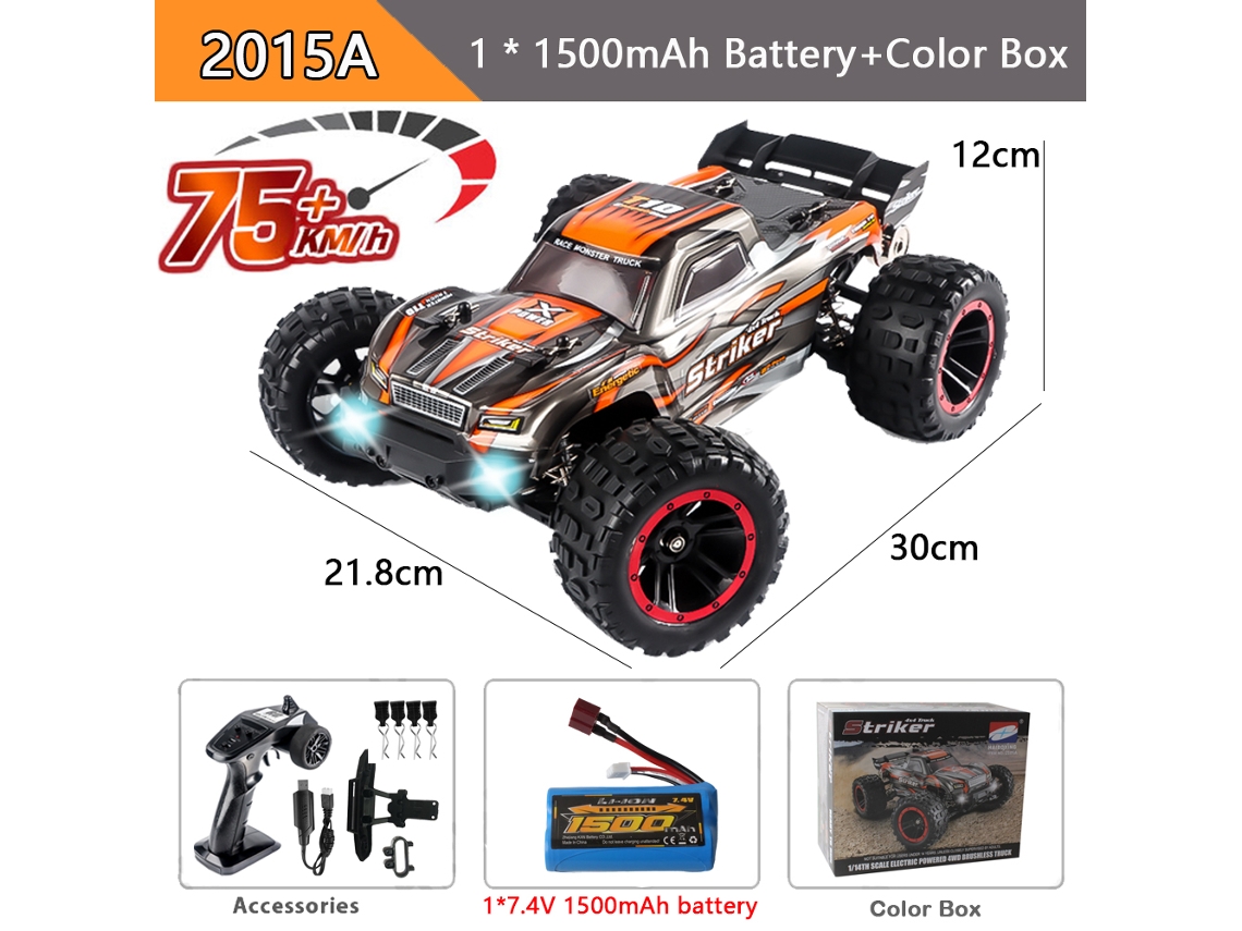 Camión monstruo eléctrico RC T10 114 de 75 km/h, 4x4, sin escobillas, de alta velocidad, derrape, modelo naranja robusto. Aeuzwr