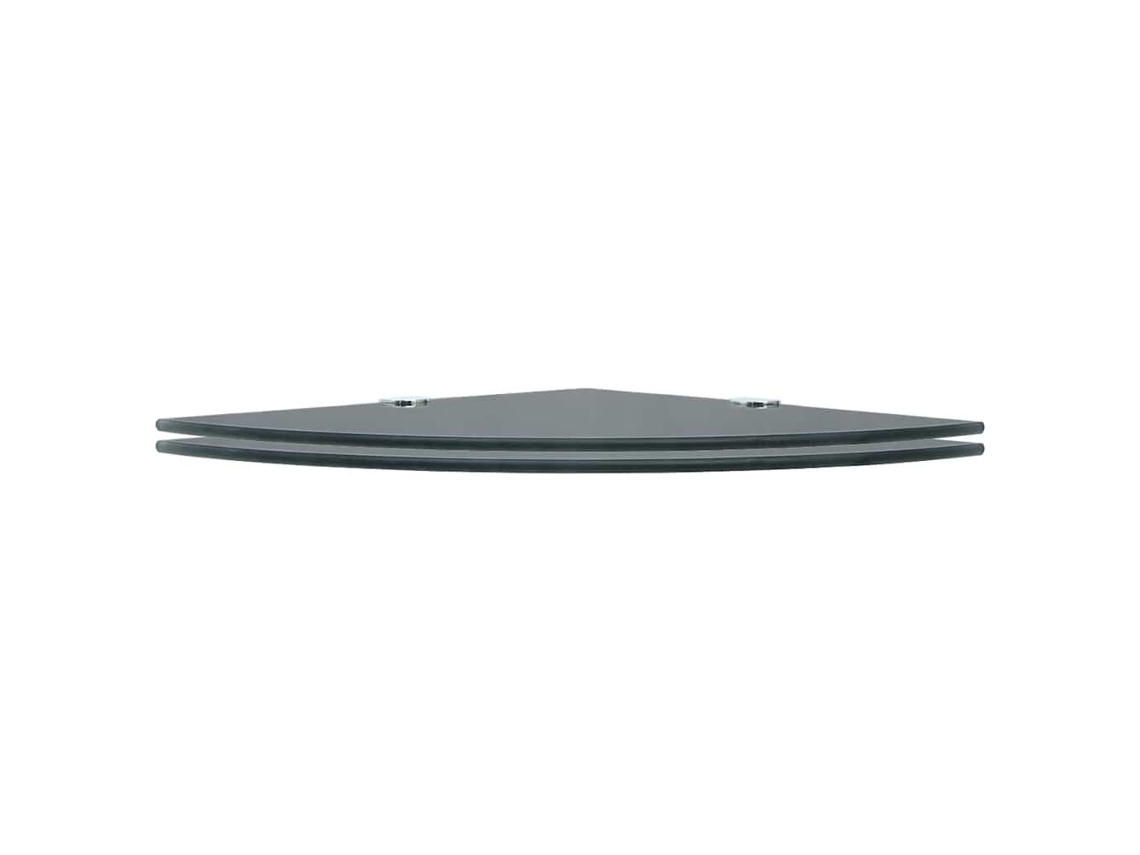 Estantería | Estantes Esquina 2 Uds Soportes Cromados Vidrio Negro 25x25 Cm