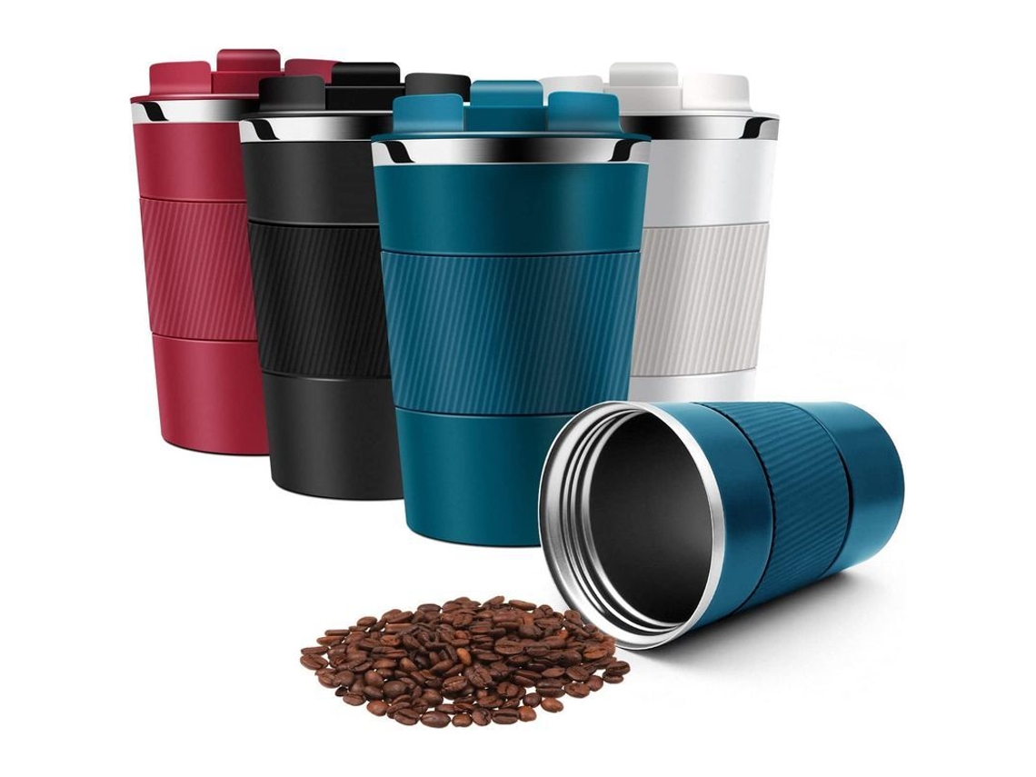 Taza De Viaje Isotérmica De Acero Inoxidable De 380 Ml/13 Oz Con Tapa A Prueba De Fugas - Taza De Café Con Aislamiento Al Vacío