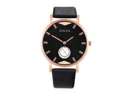Reloj de pulsera de moda para mujer con correa de PU, esfera redonda, pantalla analógica, negro Cuarzo