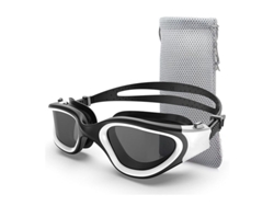 Gafas de natación para adultos, antivaho, galvanizadas, con protección UV 1900, negras, blancas y marrones (bolsa de malla).