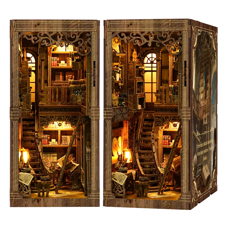 Kit De Bricolaje Para Rincón De Lectura De Madera Estilo Biblioteca Vintage - Modelo De Casa De Rompecabezas 3d