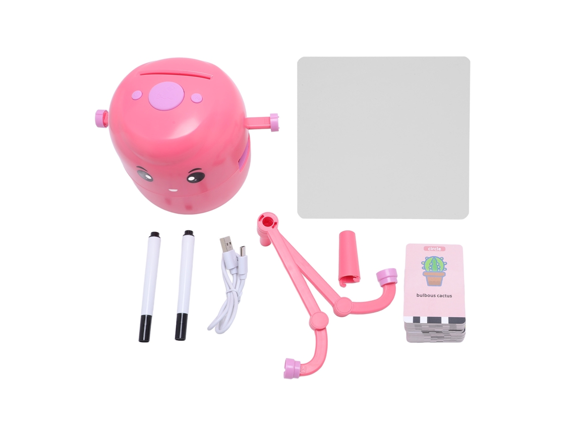 Robot de dibujo inteligente para niños mayores de 5 años, educación interactiva, color rosa claro y dorado.
