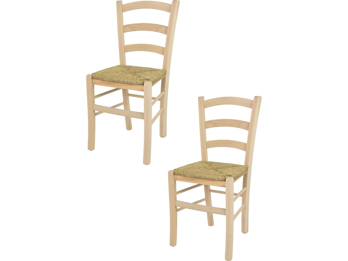 Conjunto de 2 Cadeiras T M C S Venice U320GR (Castanho Claro - 88x43x44 cm - Madeira)