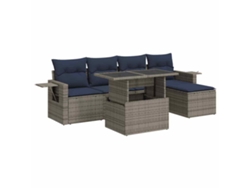 Maison Exclusive - Set Sofás Jardín Y Cojines 6 Pzas Ratán Sintético Acacia Gris