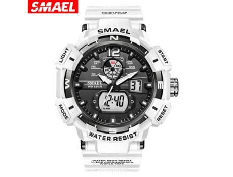 Smartwatch Hombre Smael Moda 50M Impermeable Luminoso Puntero Digital Muñeca Multifuncional Blanco Cuarzo