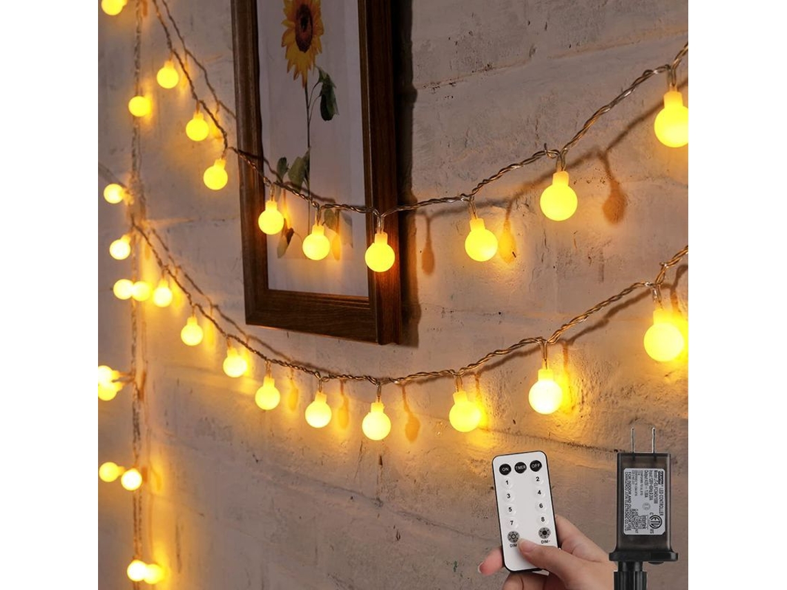 Luces De Cadena Globales 33 Pies 100 Led Con Control Remoto 8 Modos Impermeables Para Interior Y Exterior