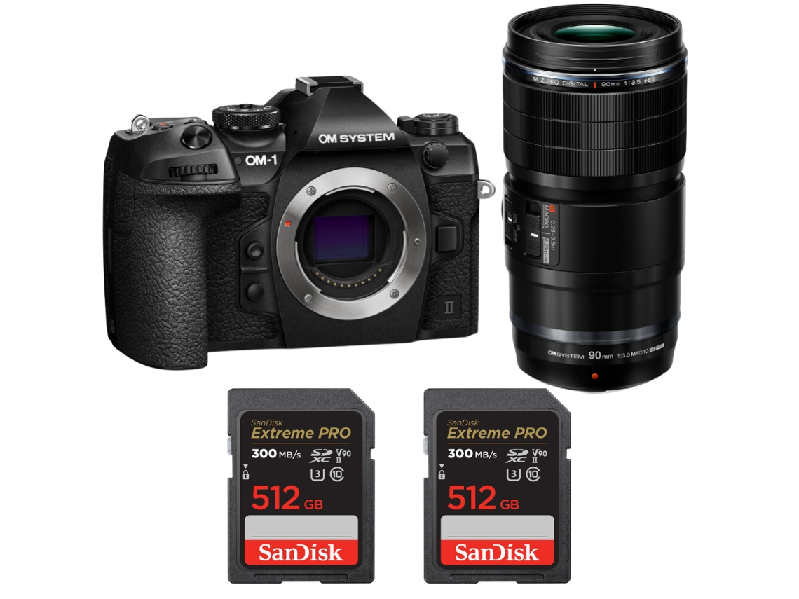 Om System Om-1 Mark Ii + Ed 90mm F/3.5 Macro Is Pro + 2 Sandisk 512gb Uhs-ii 300mb/s + Ebook “20 Consejos Para Fotos Que Impactan”
