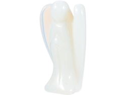 Estatua Ángel Orando Piedra Blanca Superficie Decoración Interior Única Oficinas Jardines Figura Cristal