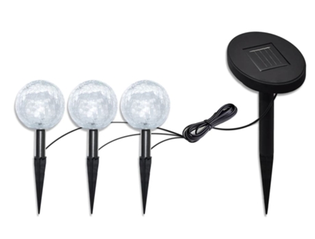 vidaXL Lámparas de bola jardín LED anclajes y paneles solares 3 uds