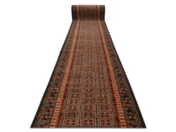 Alfombra De Pasillo Lana Kashqai 4301/401 Oriental, Marco Verde / Terracota 67cm