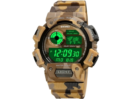 VEANXIN 50M Relojes de pulsera para estudiantes con alarma crono resistente al agua-Ejército verde