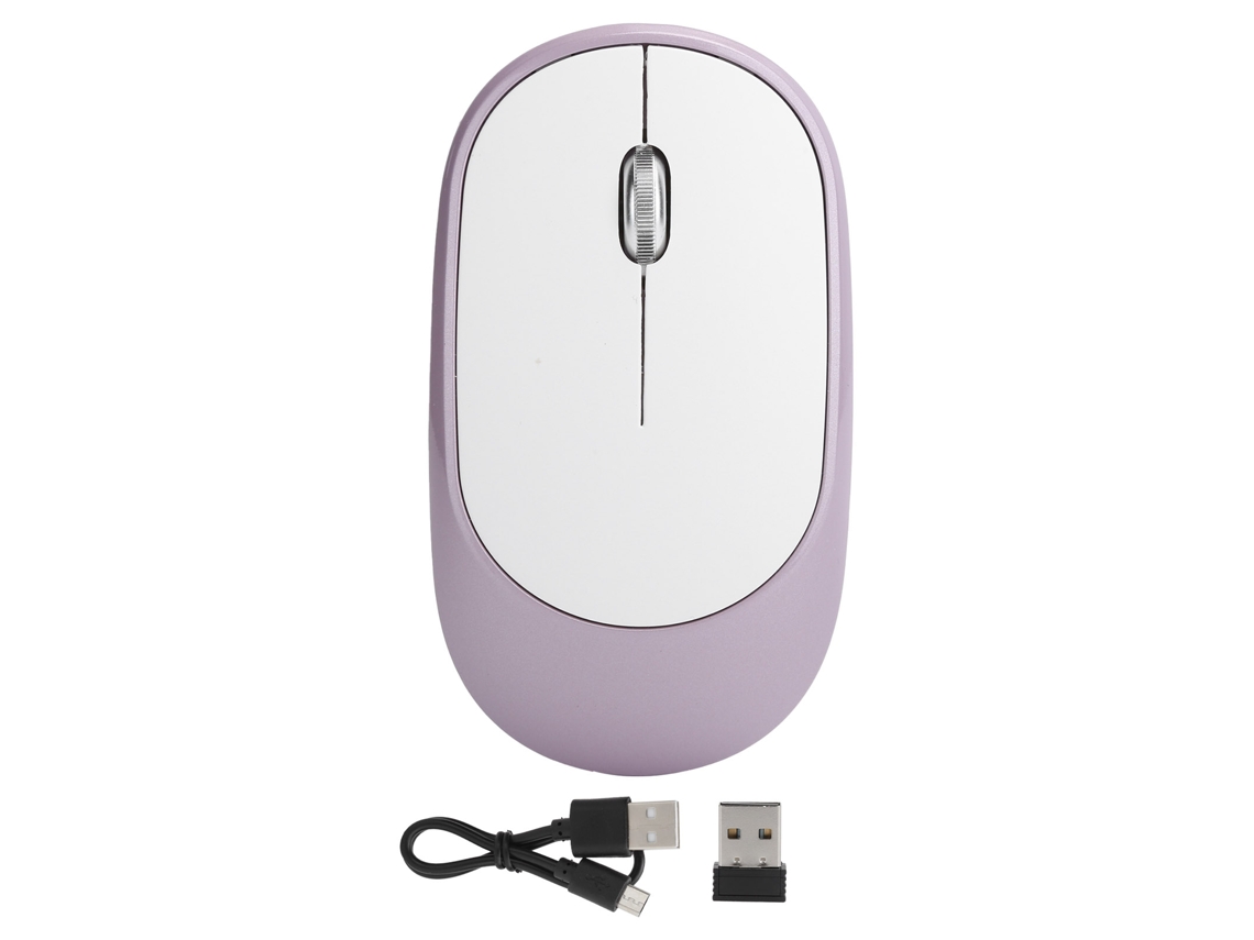 Ratón Óptico Inalámbrico Recargable Con Dpi Ajustable, 2.4g, Usb, Silencioso, Morado.