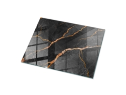 Tablero de mesa rectangular de Espelharte (80 x 60 cm - Diseño de mármol con vetas - Negro)