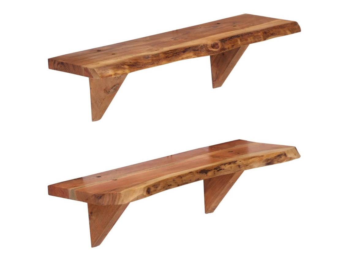 Estantes de pared (2 unidades, 60 x 20 x 18 cm, madera maciza de acacia, DKD, decoración del hogar)