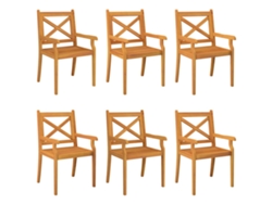 Juego de 6 sillas de comedor de jardín de madera maciza de acacia EXCLUSIVA MAISON