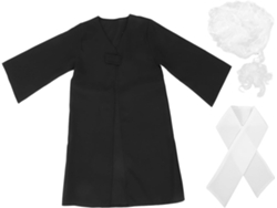 Disfraz Y Peluca De Juez De Mentira, Para Niños Y Niñas, Talla L (120-130 Cm), Disfraz De Juego.