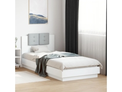 Estructura De Cama Con Cabecero Y Luces Led Blanco 100x200 Cm